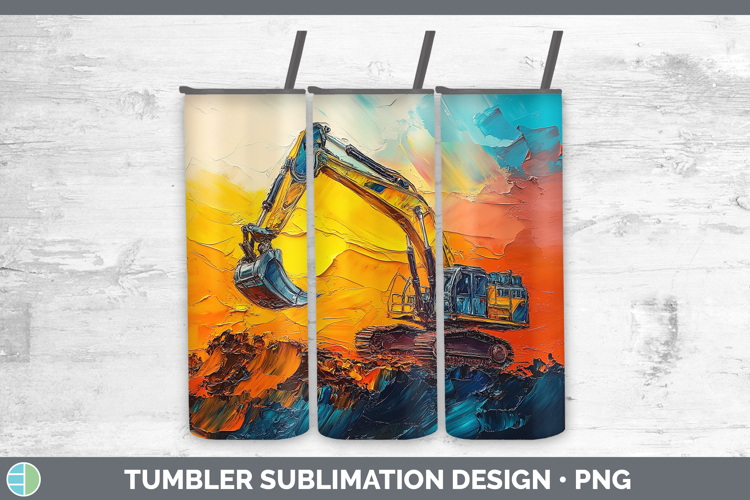 Kids 02 Thick Paint Excavator Tumbler Sublimation 20 oz Skin
