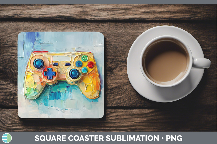 Kids 02 Thick Paint Game Controller Square Coaster Sublimati