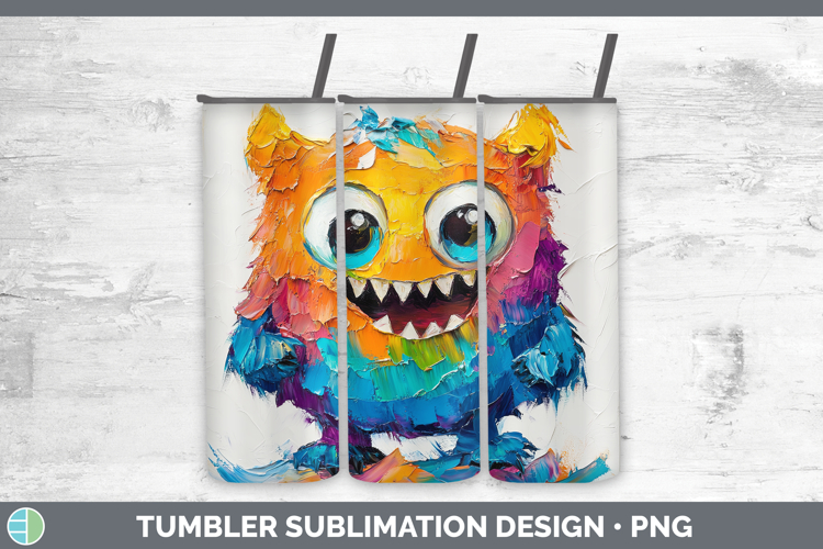 Kids 02 Thick Paint Monster Tumbler Sublimation 20 oz Skinny