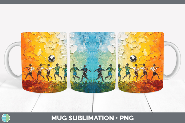 Kids 02 Thick Paint Soccer Ball Mug Wrap Sublimation Coffee