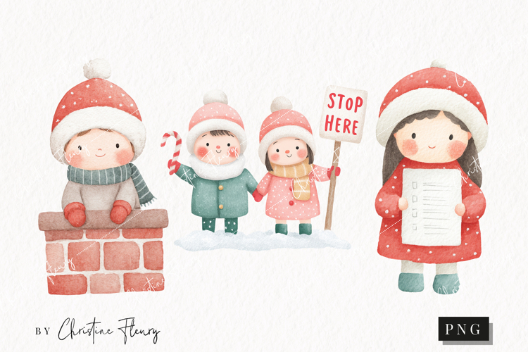 Cute Christmas Children Clipart | Christmas PNG