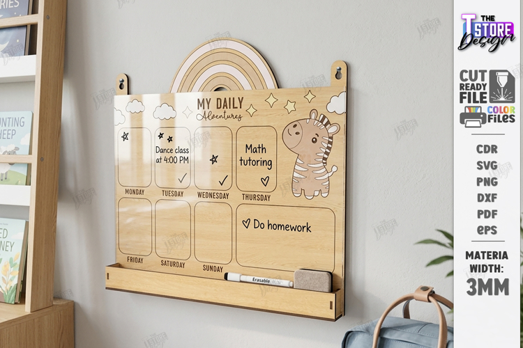 Weekly Wall Planner Laser Cut | Nursery Decor | Kids Laser
