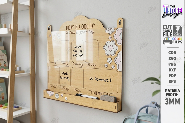 Weekly Wall Planner Laser Cut | Nursery Decor | Kids Laser