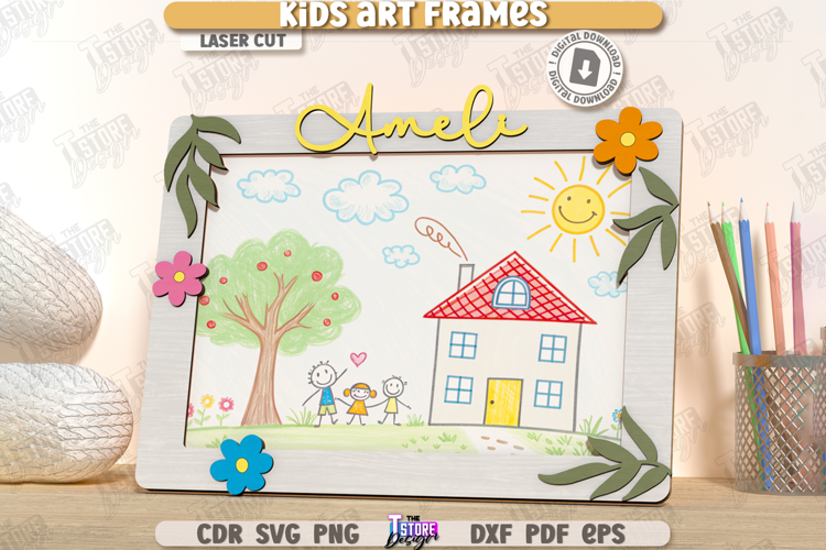 Kids Art Frame Laser Cut|Childrens Drawing Frame|Wall Frame
