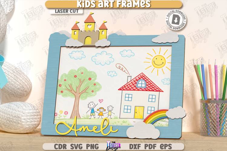 Kids Art Frame Laser Cut|Childrens Drawing Frame|Wall Frame
