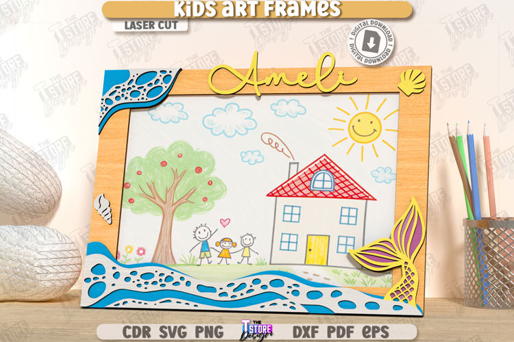 Kids Art Frame Laser Cut|Childrens Drawing Frame|Wall Frame