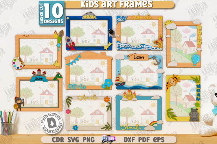 Kids Art Frames Laser Cut Bundle|Drawing Frames|Wall Decor