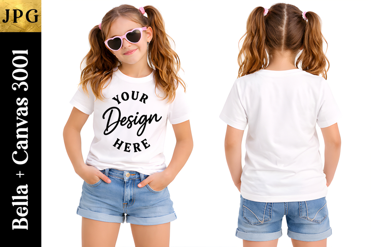 kids Bella Canvas 3001 Mockup | Front and Back T-Shirt