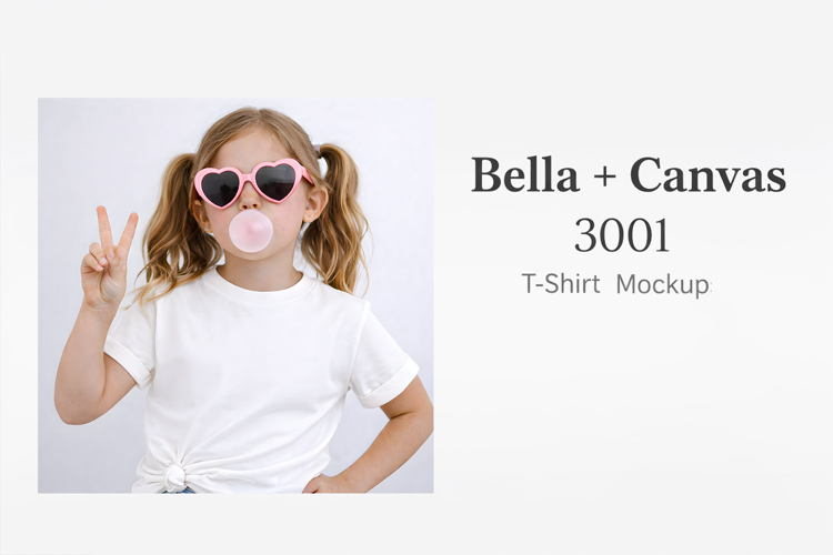 kids Bella Canvas 3001 Mockup | White T-Shirt