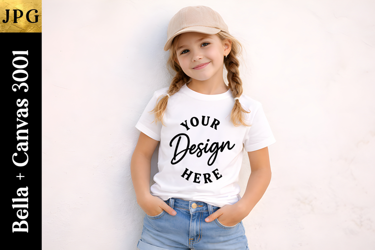 kids Bella Canvas 3001 Mockup | White T-Shirt