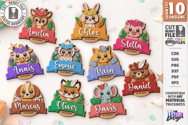 Kids Birthday Souvenir Laser Cut Bundle | Cute Animals SVG