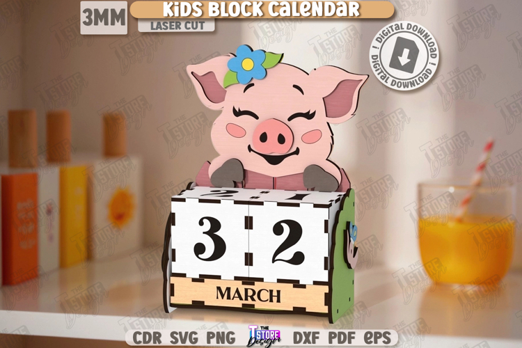 Kids Block Calendar Laser Cut| Child Room Décor |Kids Design