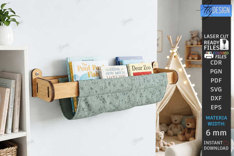 Kids Book Holder Laser Cut | Wall Bookshelf | Nursery Decor