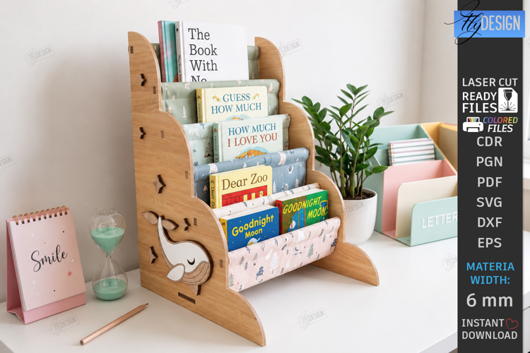 Kids Book Holder Laser Cut | Wall Bookshelf | Nursery Decor