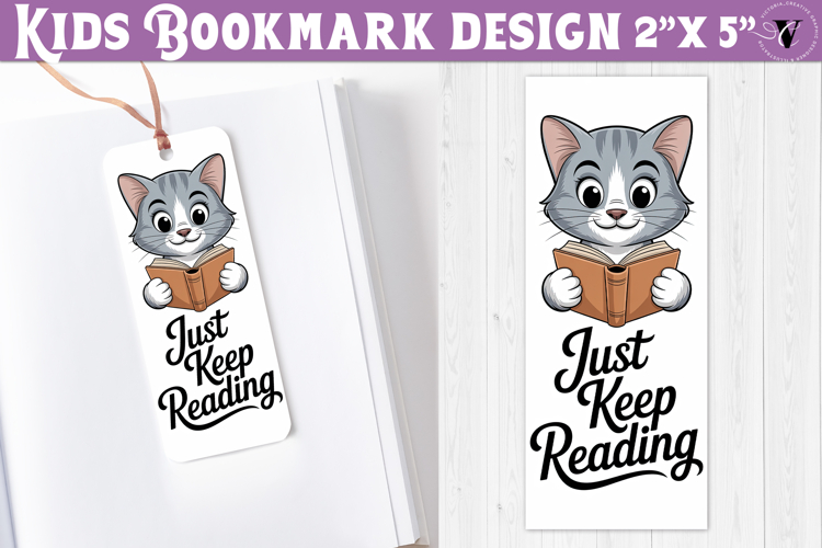 Kids bookmark printable | Cute cat reading quote bookmark