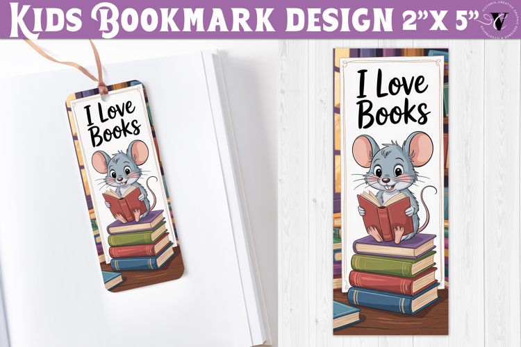Kids bookmark printable | Cute mouse reading quote bookmark