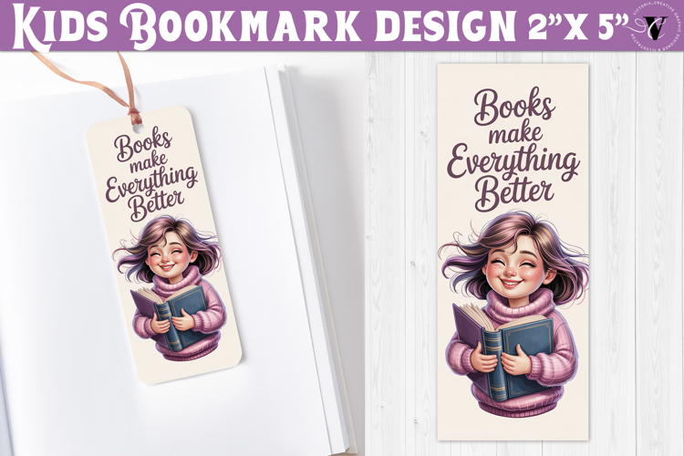 Kids bookmark printable | Cute girl reading quote bookmark