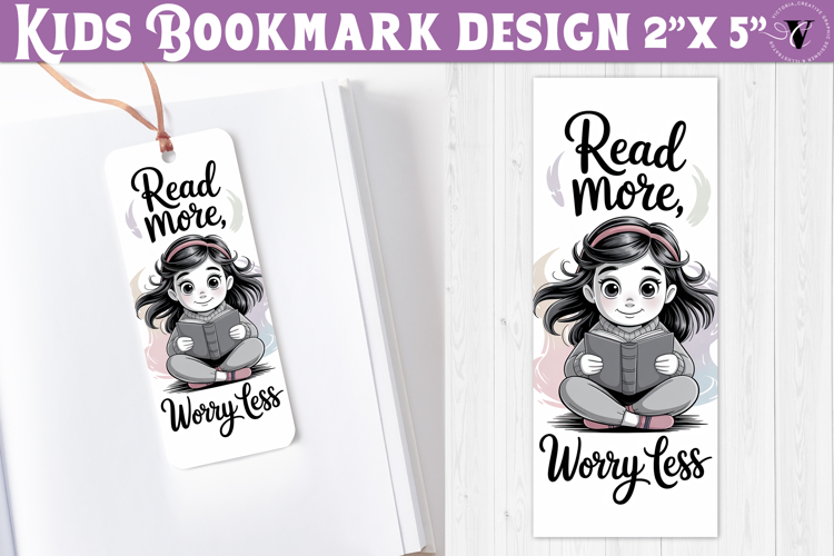 Kids bookmark printable | Cute girl reading quote bookmark