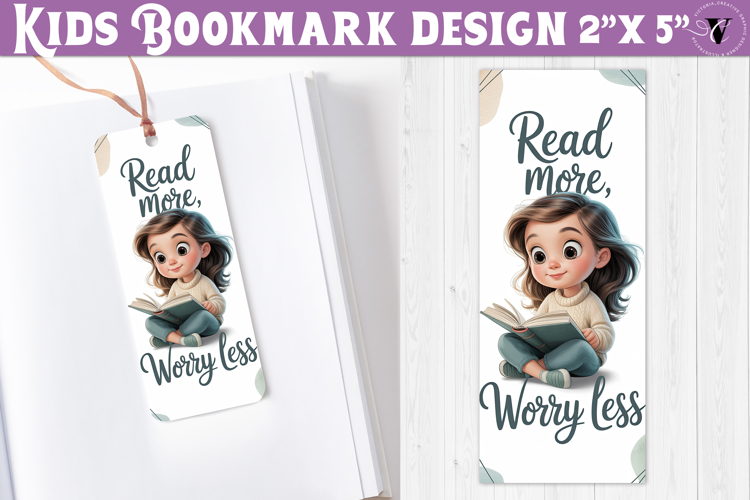 Kids bookmark printable | Cute girl reading quote bookmark