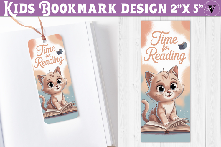 Kids bookmark printable | Cute cat reading quote bookmark