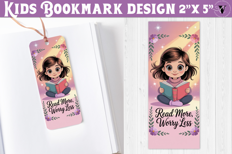 Kids bookmark printable | Cute girl reading quote bookmark