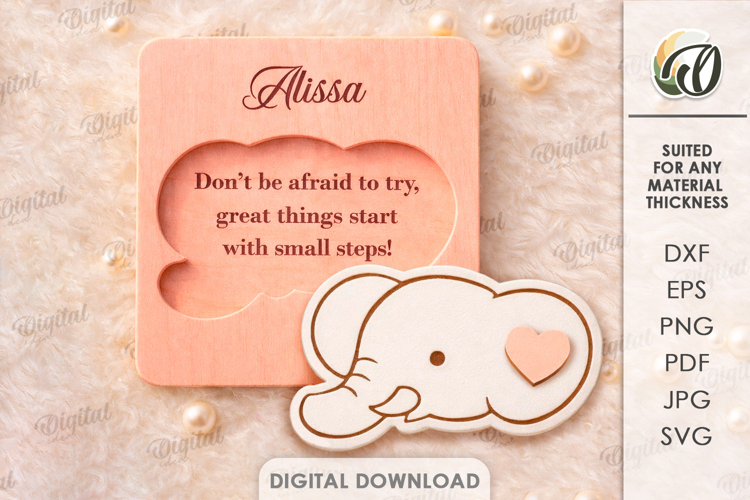 3D Kids Card Laser Cut. Personalized Gift Card SVG