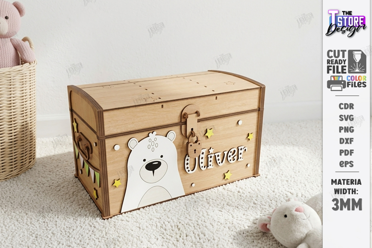 Kids Treasure Chest Laser Cut | Nursery Decor | Kids Laser example image 1