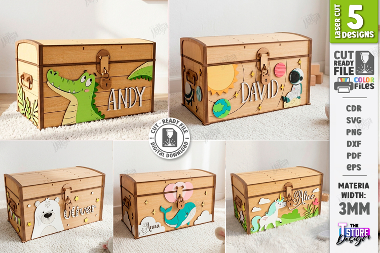 Wooden Kids Treasure Chest Laser Cut Bundle | Nursery Decor