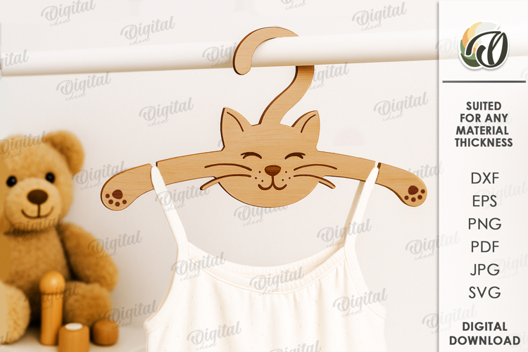 Kids Coat Hanger Laser Cut. Cat SVG