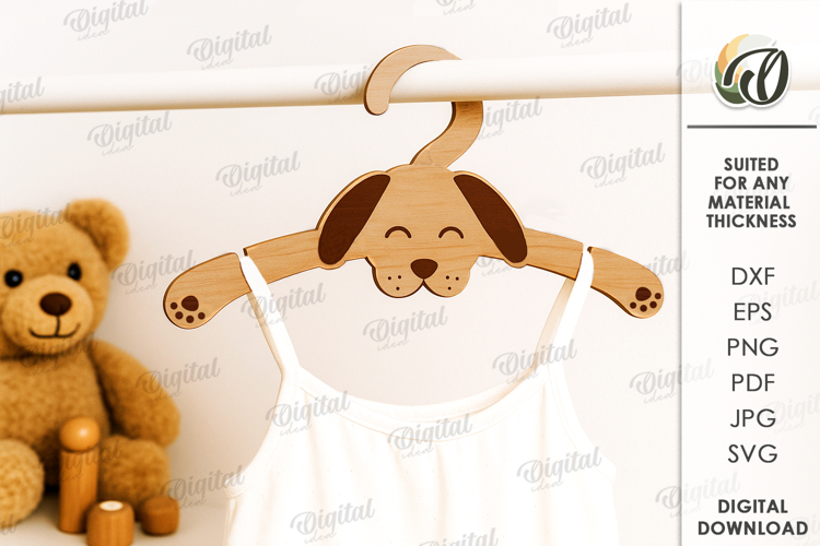 Kids Coat Hanger Laser Cut. Dog SVG