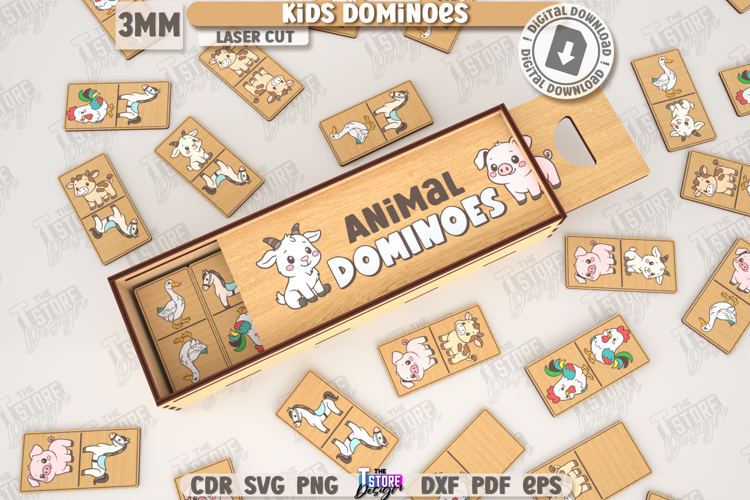 Kids Dominoes Laser Cut |Cute Animals SVG|Find a Match| CNC