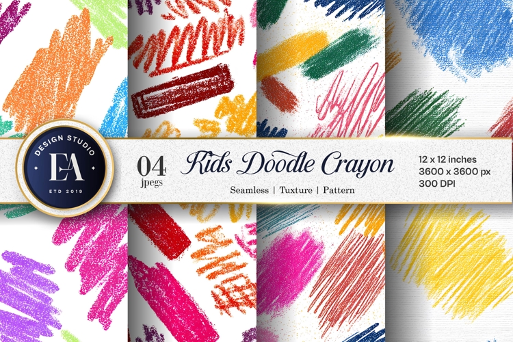 Colorful Crayon Scribble Seamless Art Digital Paper