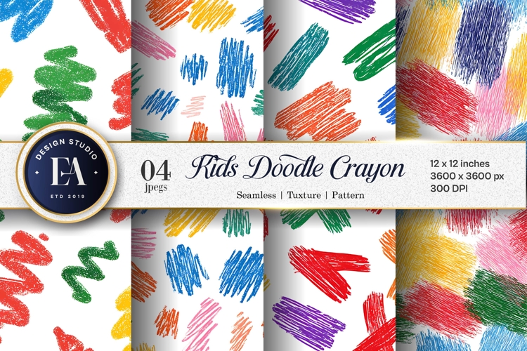 Seamless Kids Crayon Scribble Pattern Digital Paper