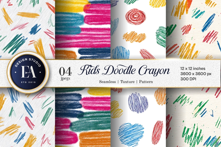 Hand Drawn Kids Crayon Texture Seamless Digital Paper