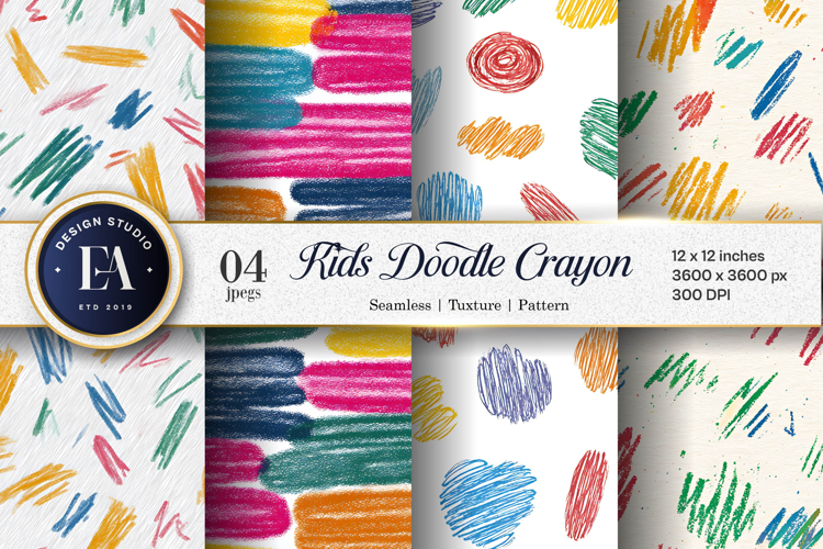 Hand Drawn Kids Crayon Texture Seamless Digital Paper