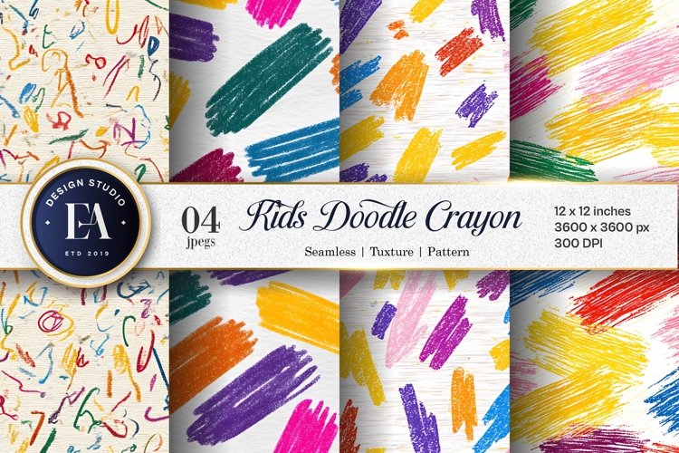 Seamless Kids Crayon Scribble Pattern Digital Paper