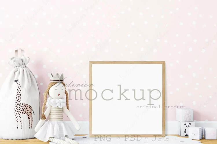 Mock up poster frame in children room