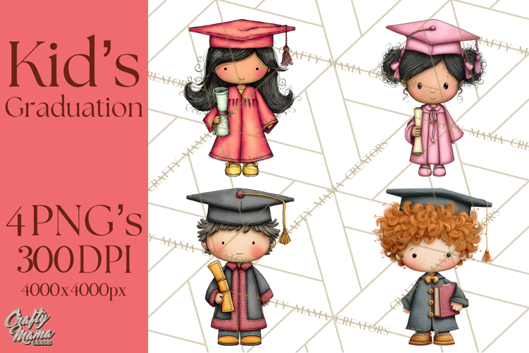 Kids Graduation Clipart PNG, Preschool Kindergarten Kids