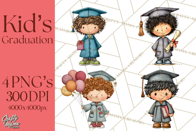 Kids Graduation Clipart PNG, Preschool Kindergarten Kids