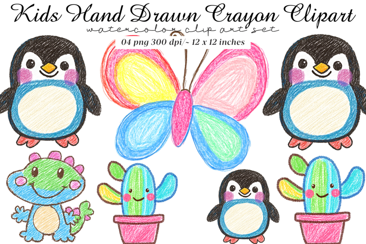 Kids Hand Drawn Crayon Clipart