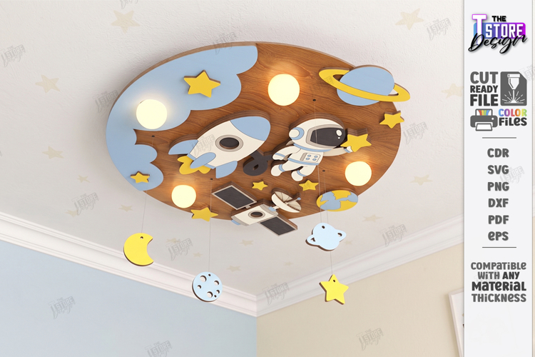 Kids Lamp Laser Cut | Space Night Light | Nursery Decor |CNC example image 1