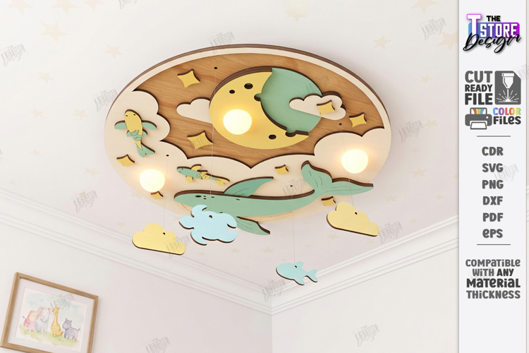 Kids Lamp Laser Cut | Night Light | Nursery Decor | Sky SVG example image 1
