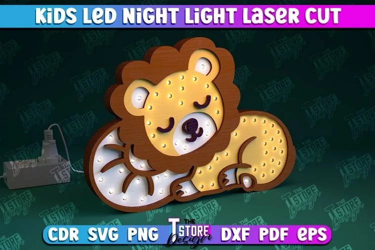 Kids Led Night Light | Home Design | Lion Design | CNC File