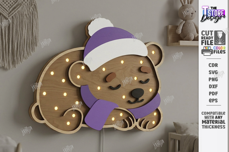 Kids Night Light Laser Cut | 3D Animal Lamp | Nursery Decor