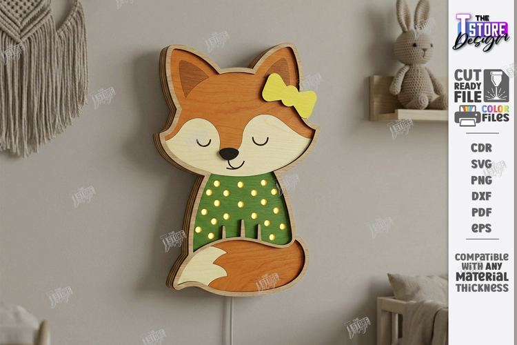 Kids Night Light Laser Cut | 3D Animal Lamp | Nursery Decor