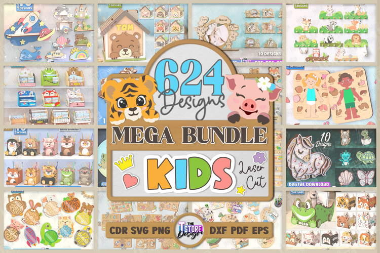 624 Kids Mega Bundle Laser Cut, Baby&Children SVG, Nursery