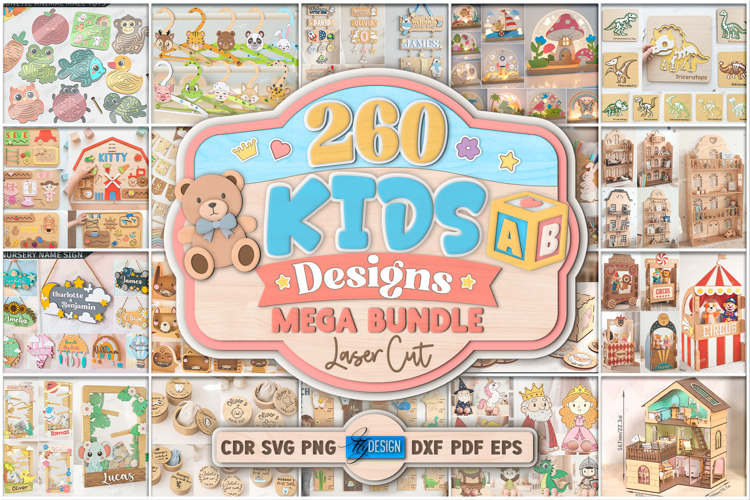 Kids Mega Bundle Laser Cut. Nursery Decor. New Born SVG. CNC