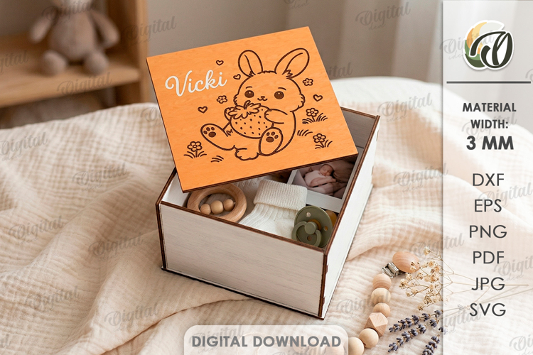 Kids Memory Box Laser Cut. Keepsake Box SVG