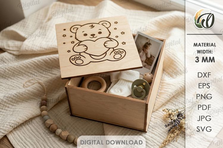 Kids Memory Box Laser Cut. Keepsake Box SVG