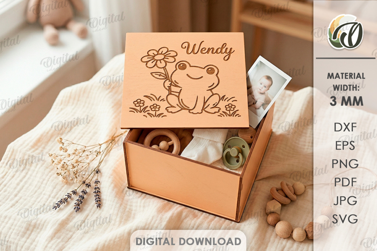 Kids Memory Box Laser Cut. Keepsake Box SVG